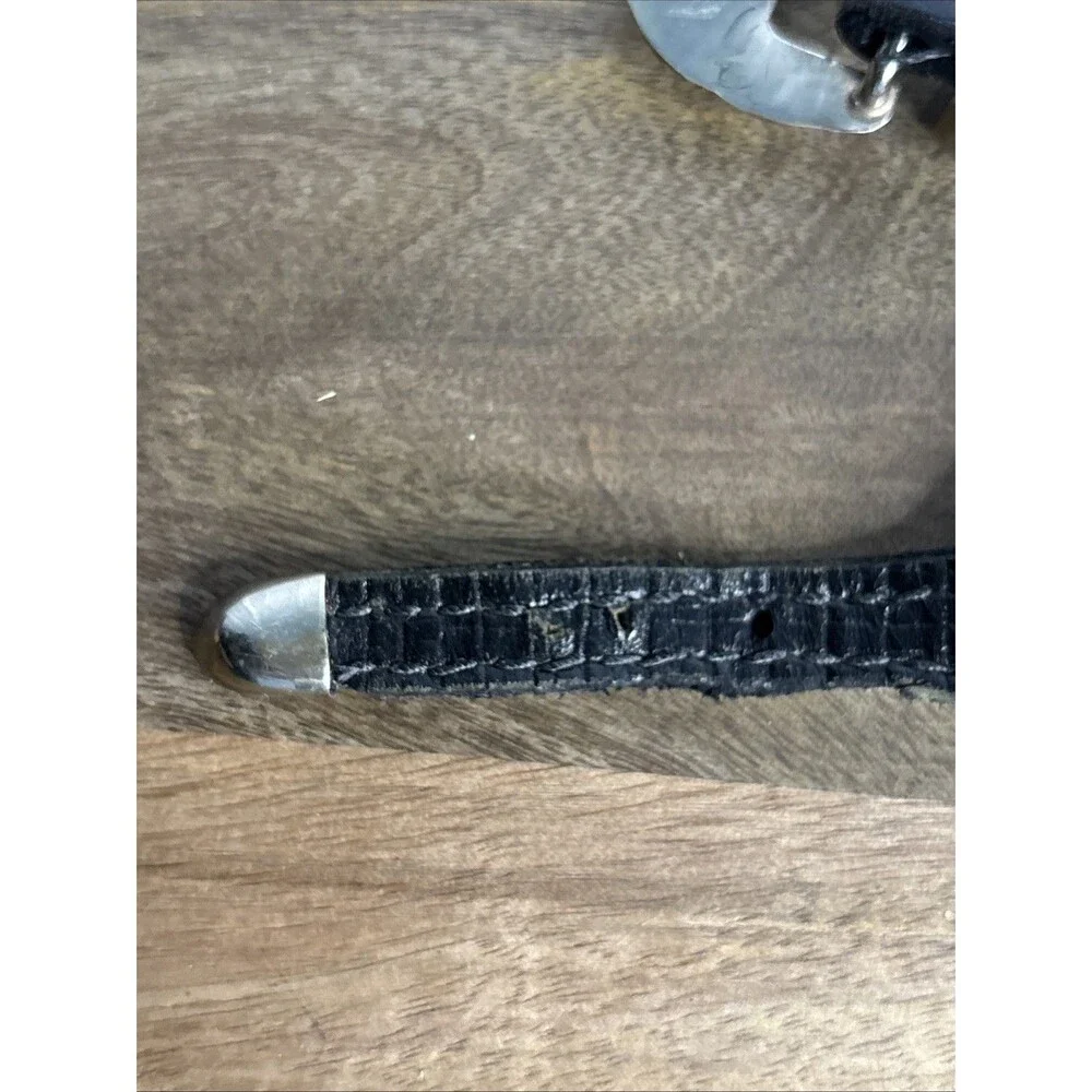 Montana Silversmiths Silver And Gold Tone on Black Leather Watch Strap